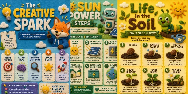 Kids Education 3D Felt Poster Designs generated by undefined
