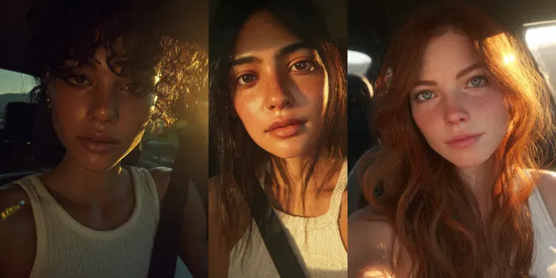 Golden Hour Car Selfie Portraits generated by undefined