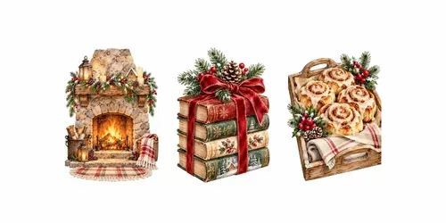 Winter Cottage Watercolor Cliparts generated by chatgpt-image
