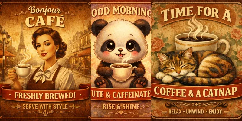 Vintage Coffee Poster Generator Packs