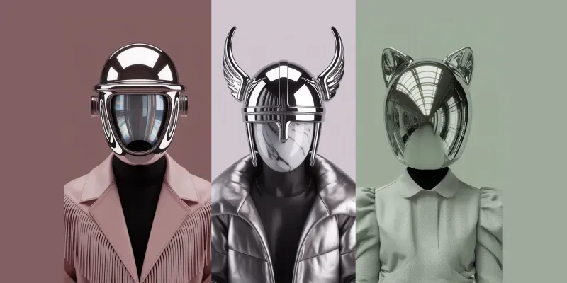 Surreal Chrome Fashion Portraits generated by undefined