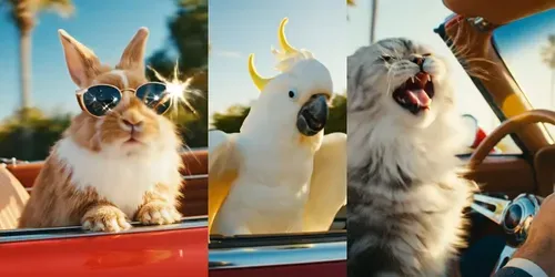 Funny Pets Singing Inside Vehicles generated by veo
