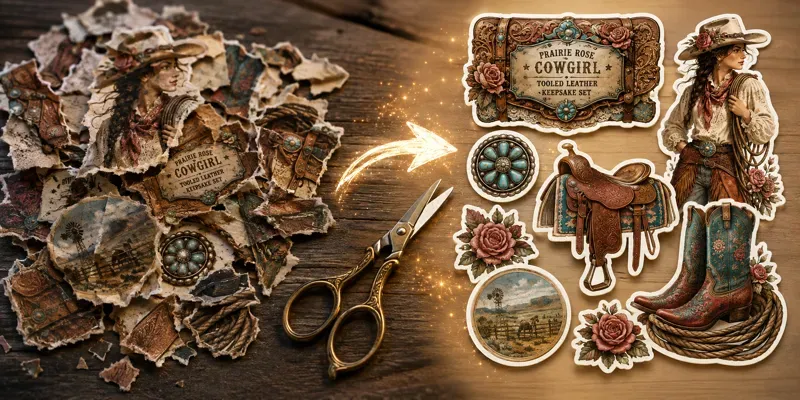 Cowgirl Fussycut Ephemera Sheets generated by undefined