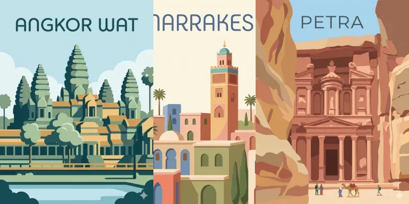 Smooth Noline Vector Travel Posters generated by undefined