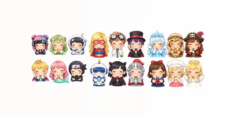 Cute Chibi Characters Grids generated by undefined