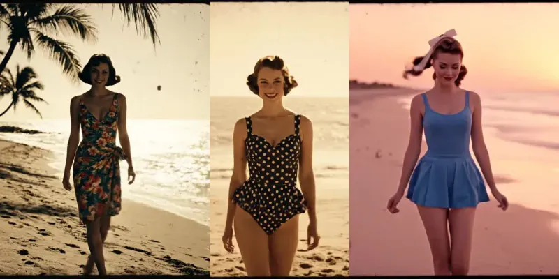 Vintage Swimsuit Walk Video Makers generated by undefined