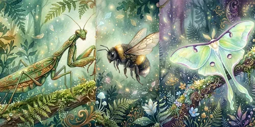 Dreamy Fantasy Forest Insects generated by gemini-image