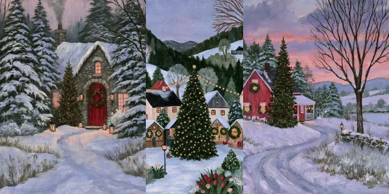Snowy Christmas Countryside Art