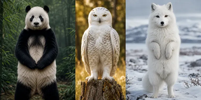 Surreal White Wildlife Portraits generated by undefined