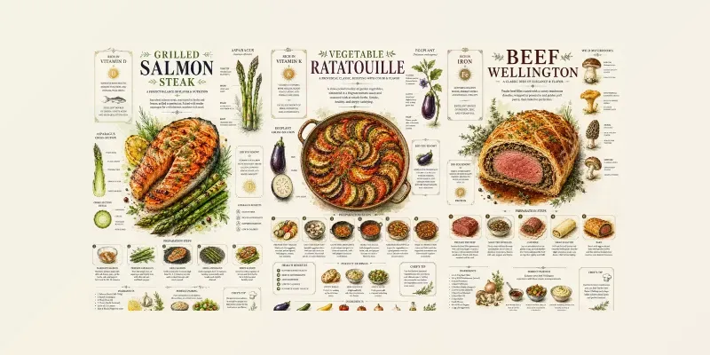 Recipe Book Page Food Infographic Art generated by undefined