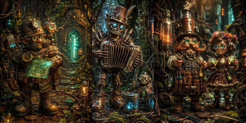 Whimsical Steampunk Character Portraits generated by undefined