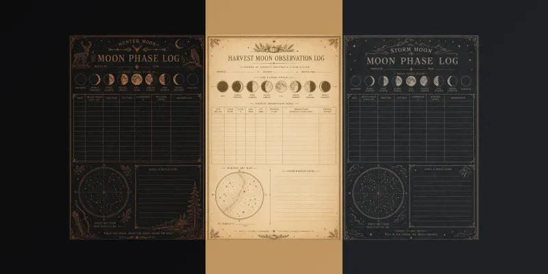 Moon Phase Log Journal Pages generated by undefined