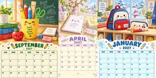 Kawaii School Supplies 2027 Calendars generated by chatgpt-image