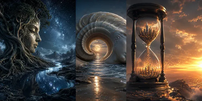 Surreal Sculptural Sunset Worlds generated by undefined