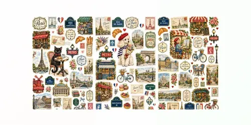 Vintage Paris Travel Sticker Sheets generated by chatgpt-image