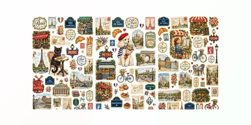 Vintage Paris Travel Sticker Sheets