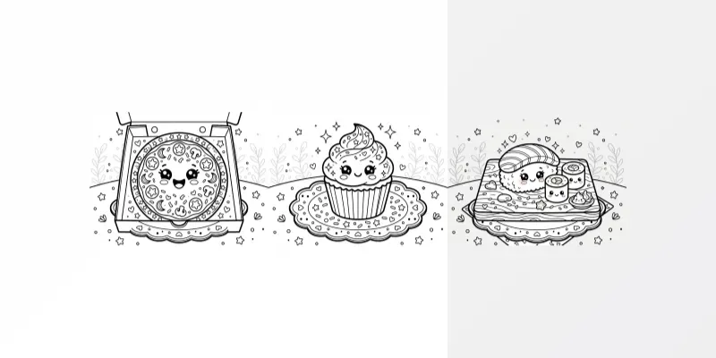 Cute Kawaii Food Coloring Pages generated by undefined