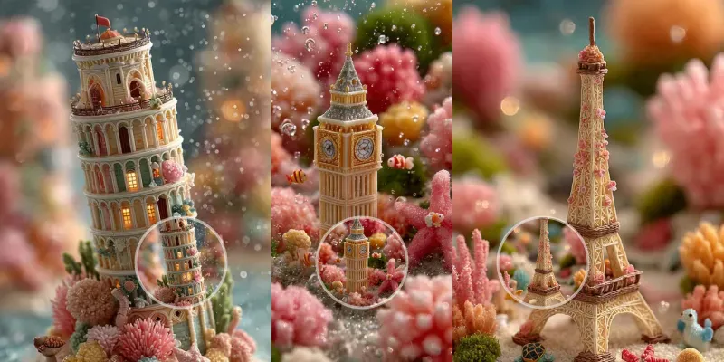 Cute Pastel Underwater Clay Landmarks generated by undefined