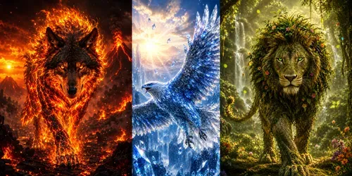 Elemental Fusion Animal Portraits generated by chatgpt-image