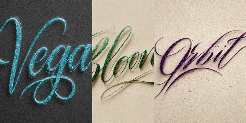 Elegant Cursive Glitter Lettering generated by undefined