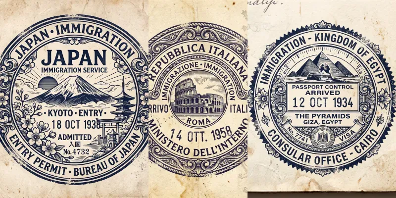 Luxury Vintage Passport Stamp Creators generated by undefined