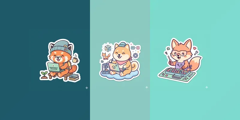 Cute Minimalist Tech Animal Stickers generated by undefined