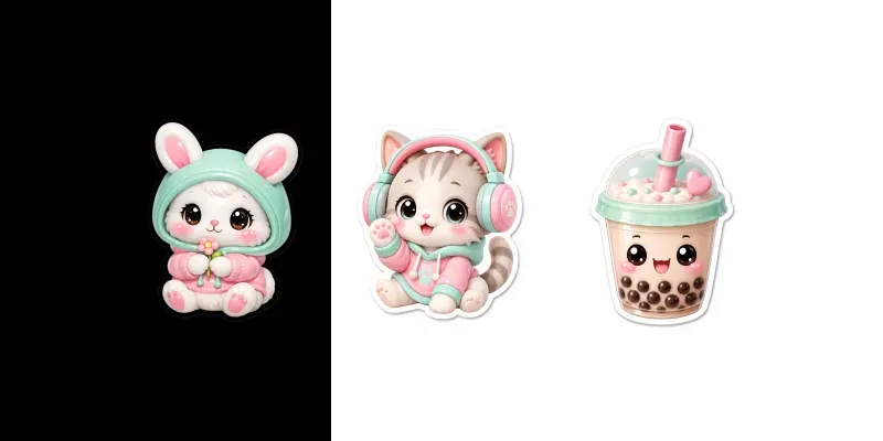 Cute 3D Pastel Stickers generated by undefined