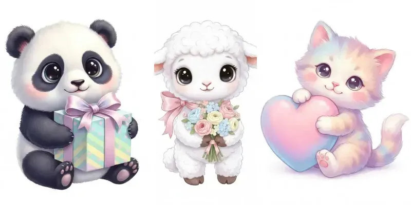 Cute Pastel Baby Animal Celebrations generated by undefined