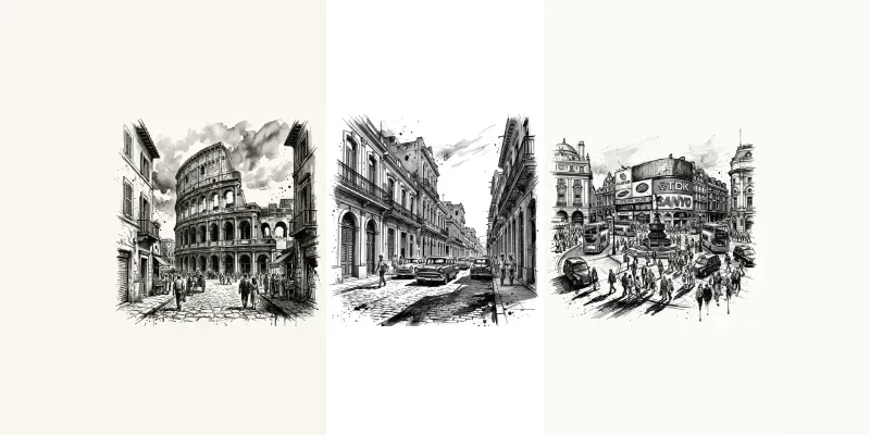 Urban City Ink Sketches generated by undefined