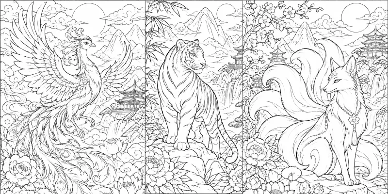 Chinese Style Animal Coloring Books