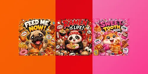 Crazy Cute Foodobsessed Cartoon Animals generated by chatgpt-image