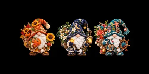 Whimsical Fiber Art Gnome Kids Graphics generated by chatgpt-image