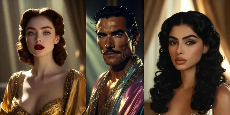 Golden Age Hollywood Icon Portraits generated by undefined