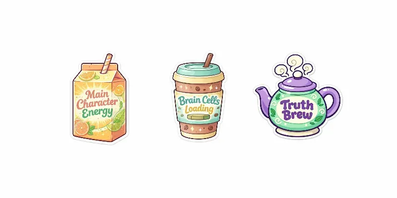 Quirky Pastel Slogan Sticker Prompts generated by undefined