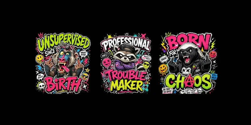 Savage Animal Graffiti Sticker Tshirts generated by undefined