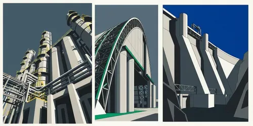 Precisionist Architecture Art Posters generated by gemini-image
