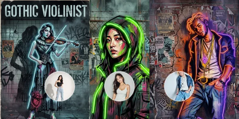 Portrait To Neon Street Art Posters generated by undefined