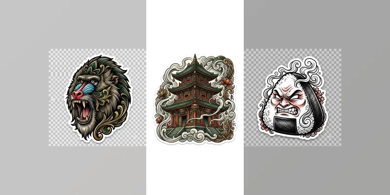Vibrant Neotraditional Tattoo Stickers generated by undefined