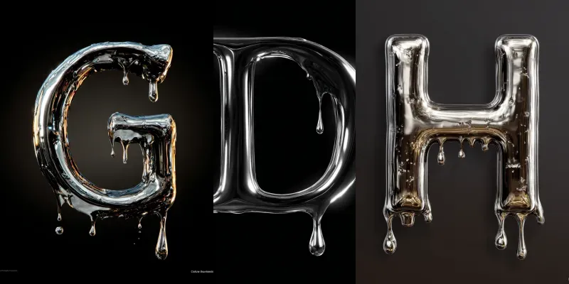 Liquid Metal Typography Letters generated by undefined