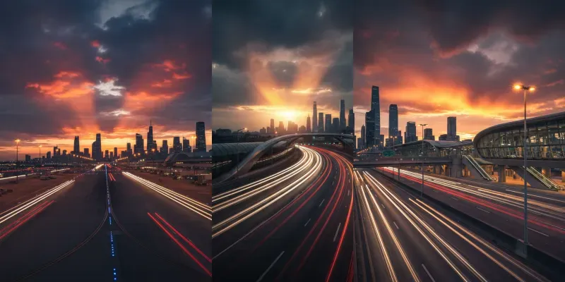 Dramatic Sunset Cityscape Art generated by undefined