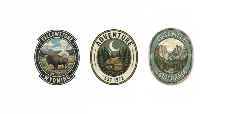 Vintage Outdoor National Park Badges generated by undefined