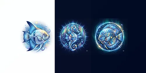 Minimalist Glowing Fish Emblems generated by gemini-image