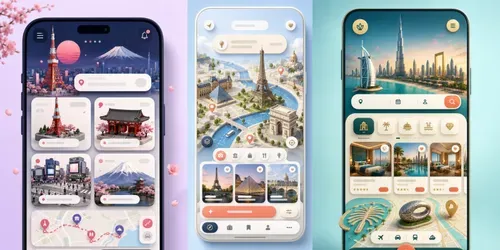 3D Travel App UI Generator generated by chatgpt-image
