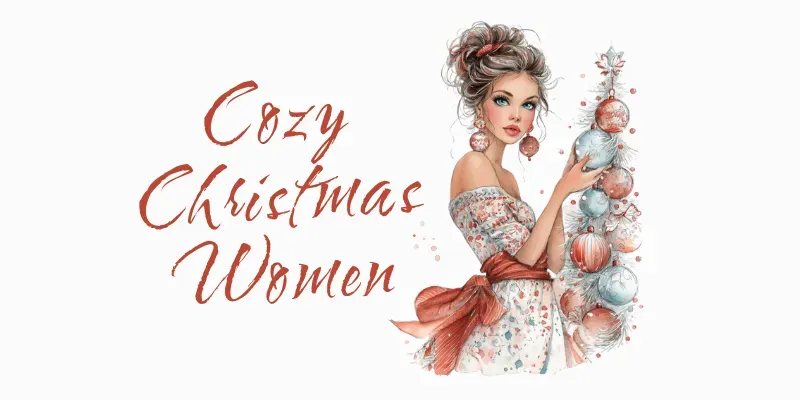 Cozy Christmas Female Characters Clipart generated by undefined