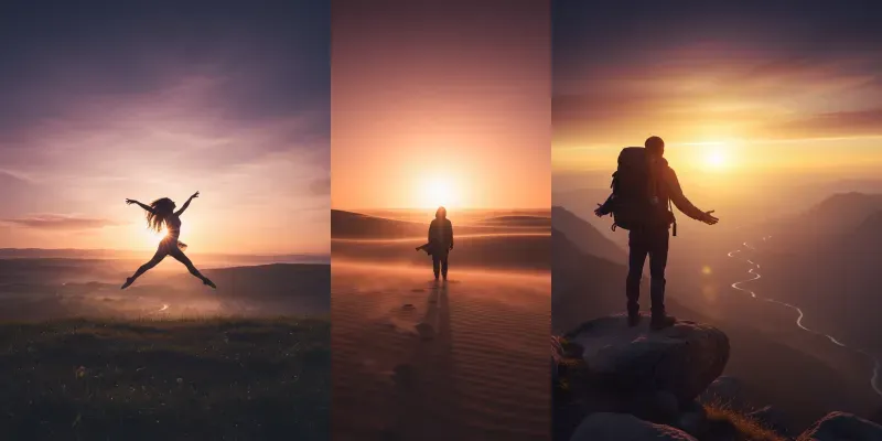 Human Silhouettes In Landscape Glows generated by undefined