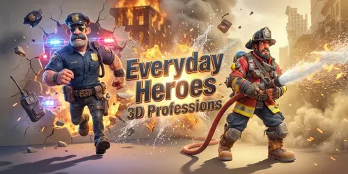 Everyday Heroes 3D Professions generated by midjourney