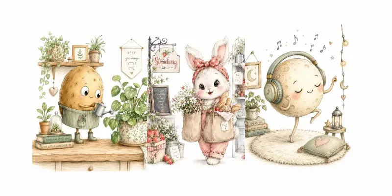 Whimsical Everyday Characters Collection generated by undefined