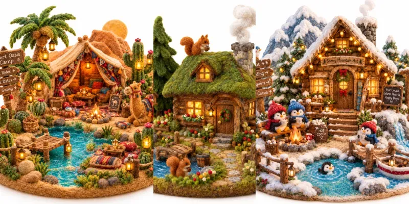 Needle Felted Miniature Dioramas
