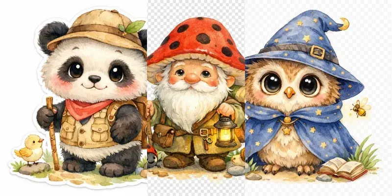 Whimsical Watercolor Fantasy Characters generated by undefined
