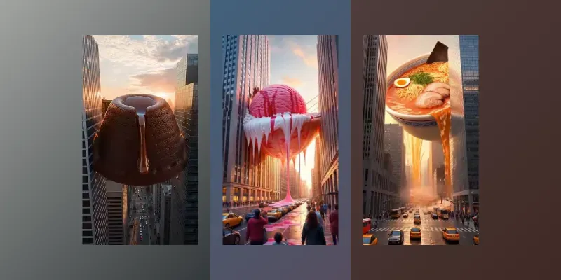 Giant Melting Foods In Cities generated by undefined